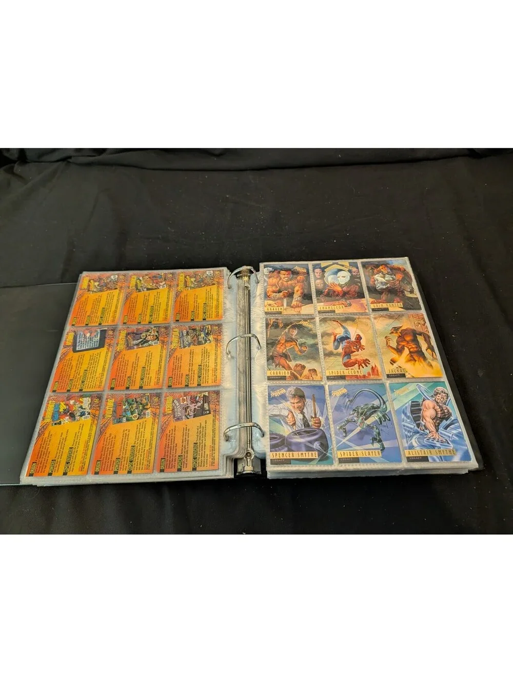 Vintage 1990s Marvel Spider-Man Trading Cards Collection in Binder - Full Series
